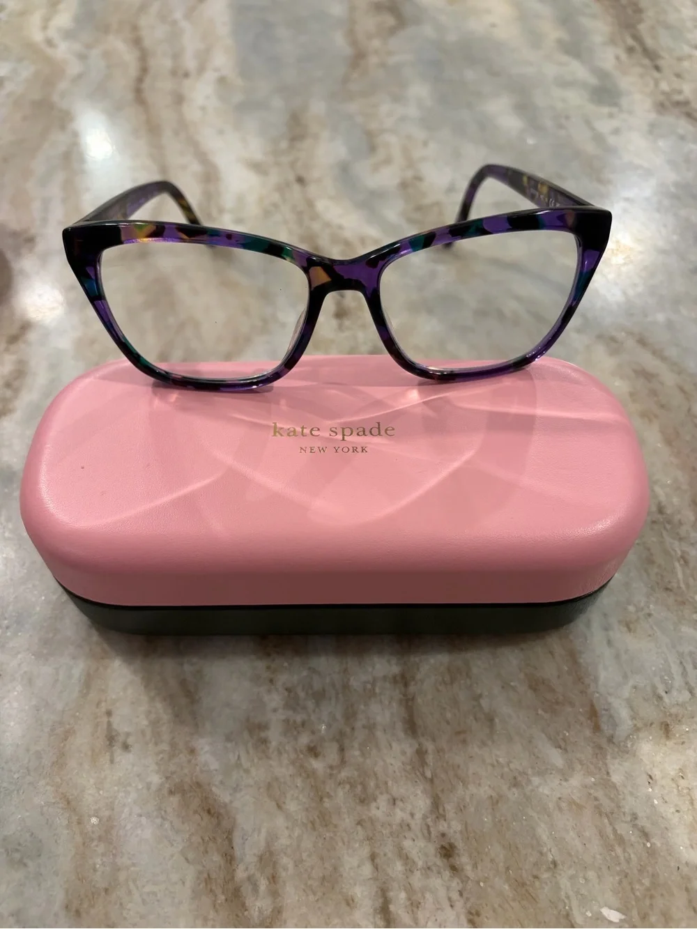 kate spade Purple Multi Cat-Eye Glasses Frame “Celestine” with case
